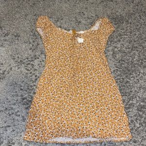 Yellow floral print dress